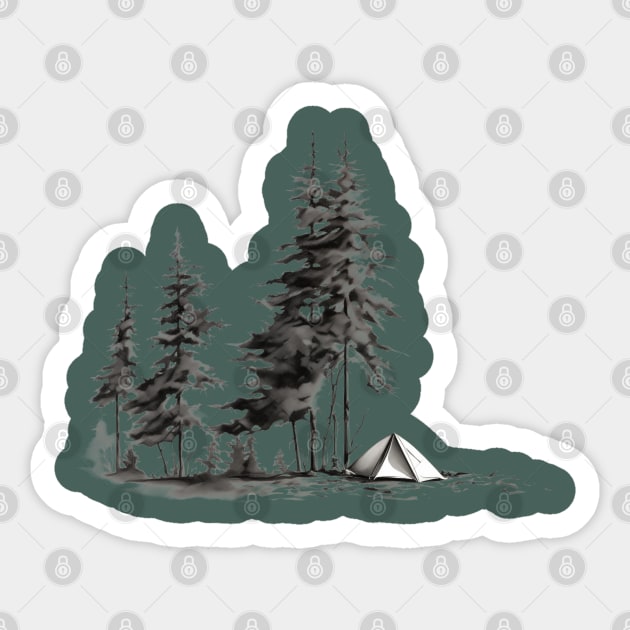 Camping in nature under the trees Sticker by Selknen 🔥